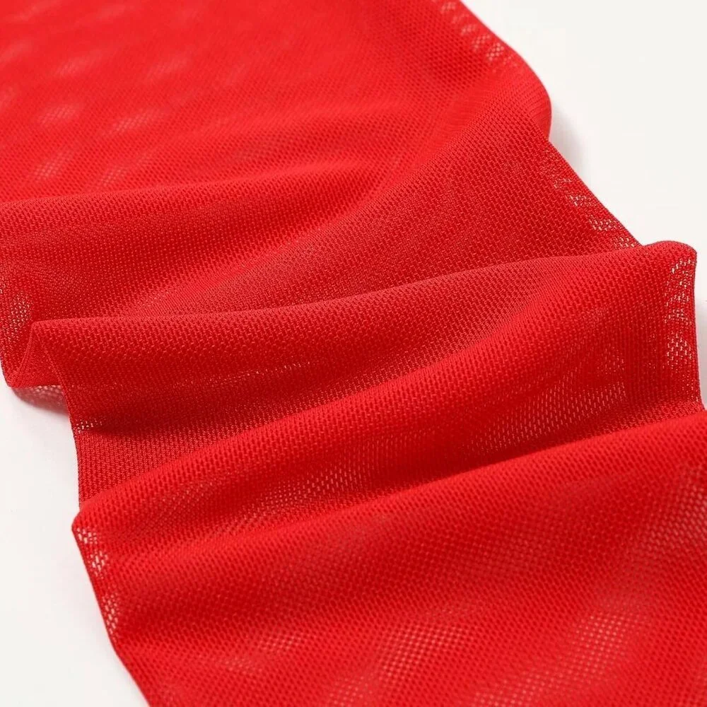 Women's Tulle Mesh Red Long Stretchy Gloves Halloween Party Wedding Costume